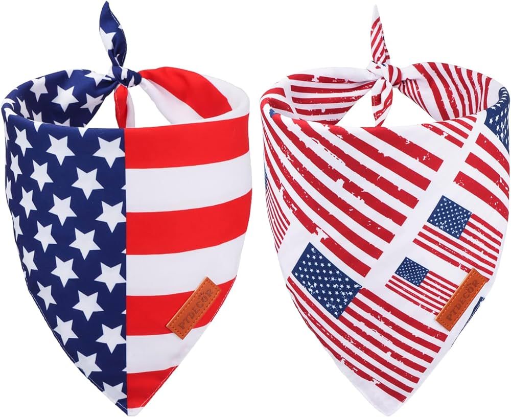 American Flag Dog Bandana 4th of July Dog Bandanas Reversible Triangle Patriotic Bandanas for Med... | Amazon (US)