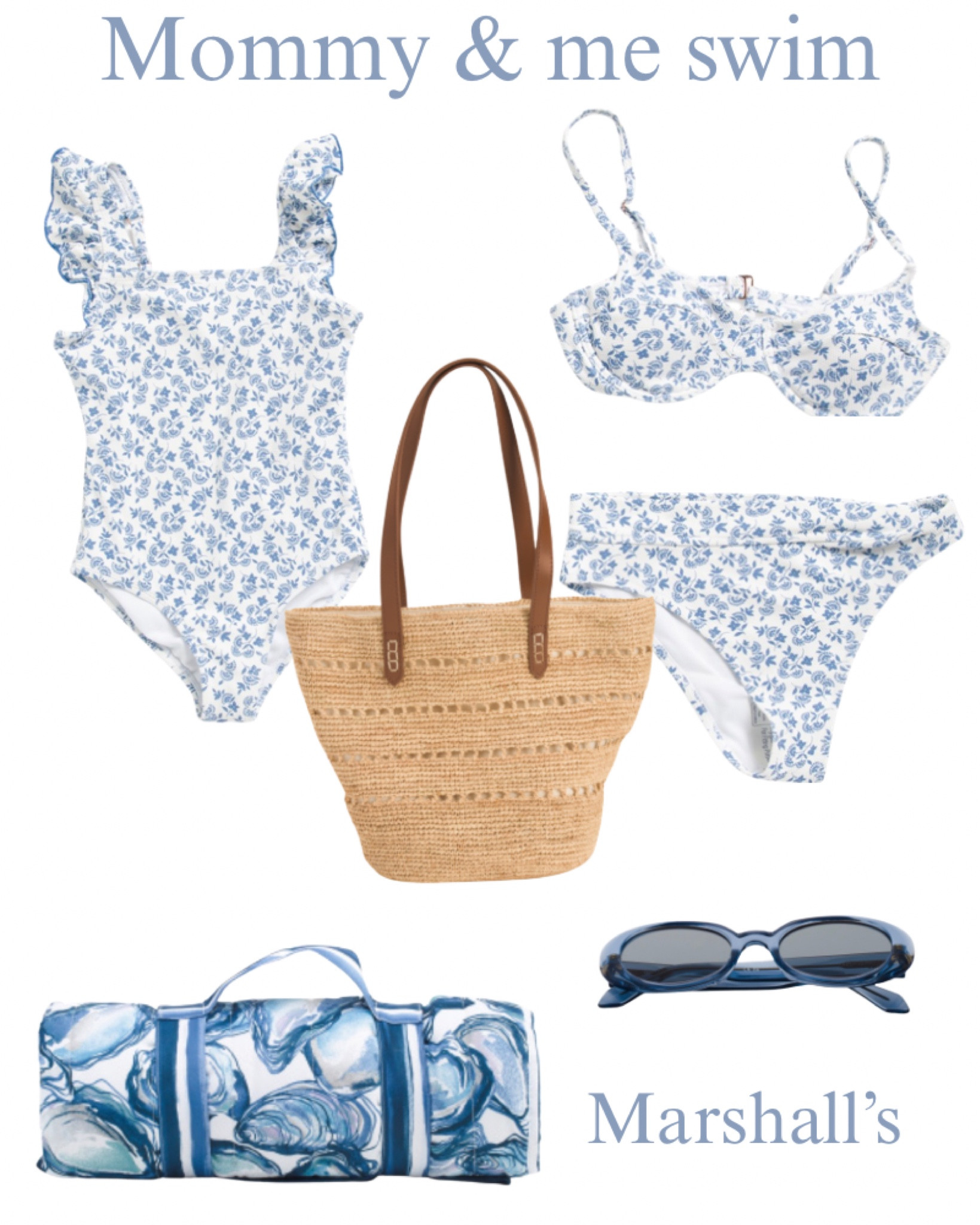 Mommy and me, swim swimsuit, bikini, one piece, beach, blanket, straw, coat, blue, sunglasses, resort, vacation, summer, Blue.

#LTKSwim #LTKSaleAlert #LTKKids