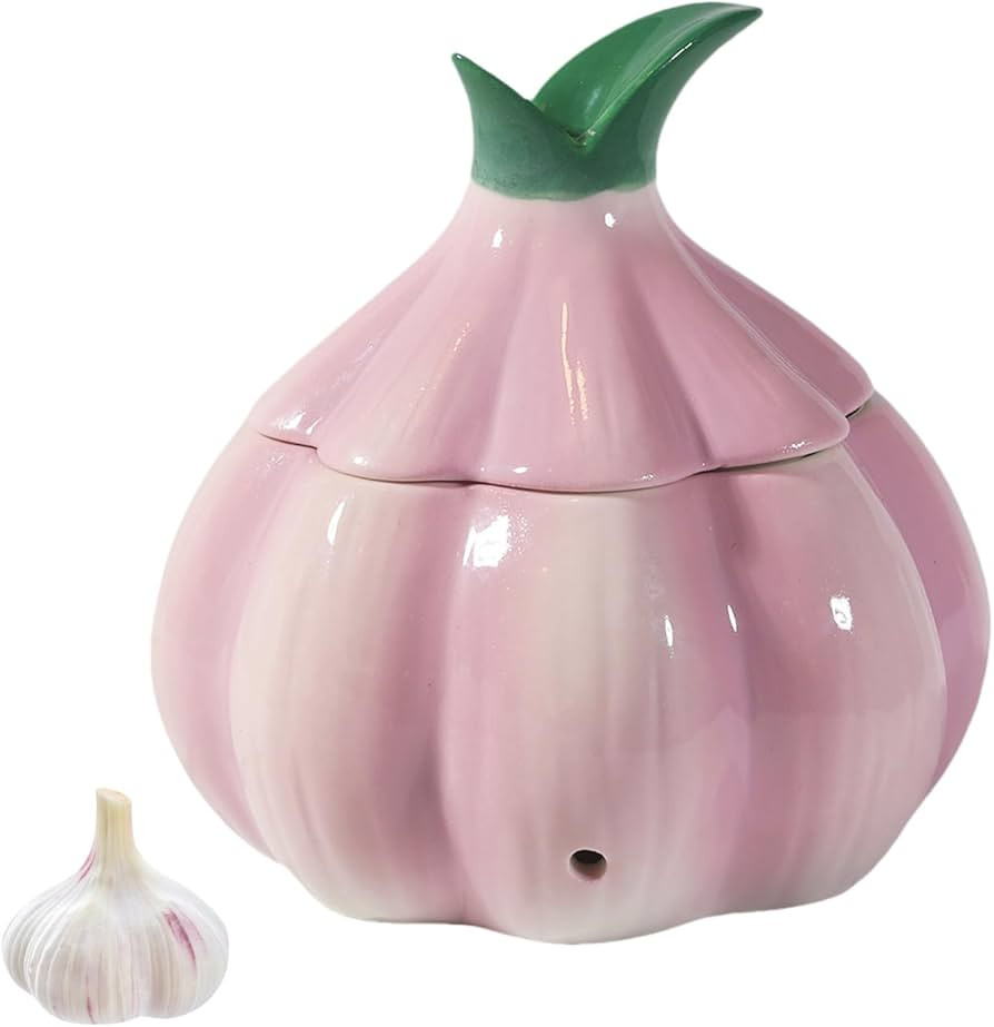 TOIVO Garlic Keeper for Counter，with Lid and Holes GarlicSaver,Garlic Holder Storage Container ... | Amazon (US)