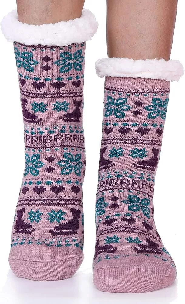 Women Slipper Fuzzy Socks Fluffy Cozy Cabin Warm Winter Soft Thick Comfy  Fleece Non Slip Home Socks