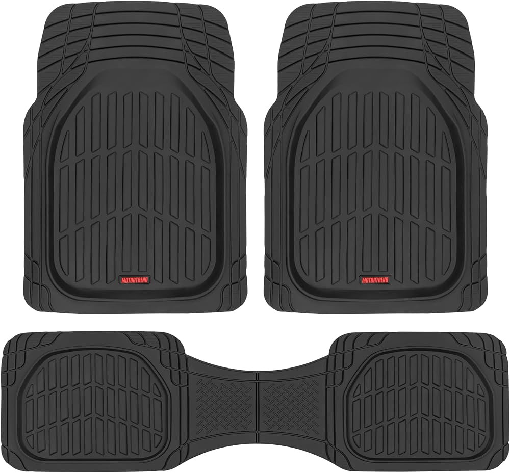 Motor Trend FlexTough Floor Mats for Cars, Black Deep Dish All-Weather Car Mats, Waterproof Trim-... | Amazon (US)