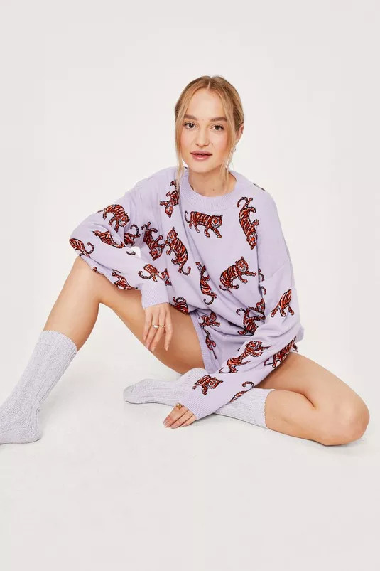 Tiger Knitted Sweater and Shorts Lounge Set | Nasty Gal (US)