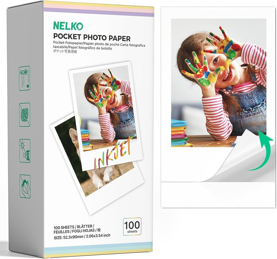 Nelko 52.3x90mm (2.06"x3.54") Premium Photo Paper, 100-Pack Genuine PP01 Pocket Printer Paper, St... | Amazon (US)