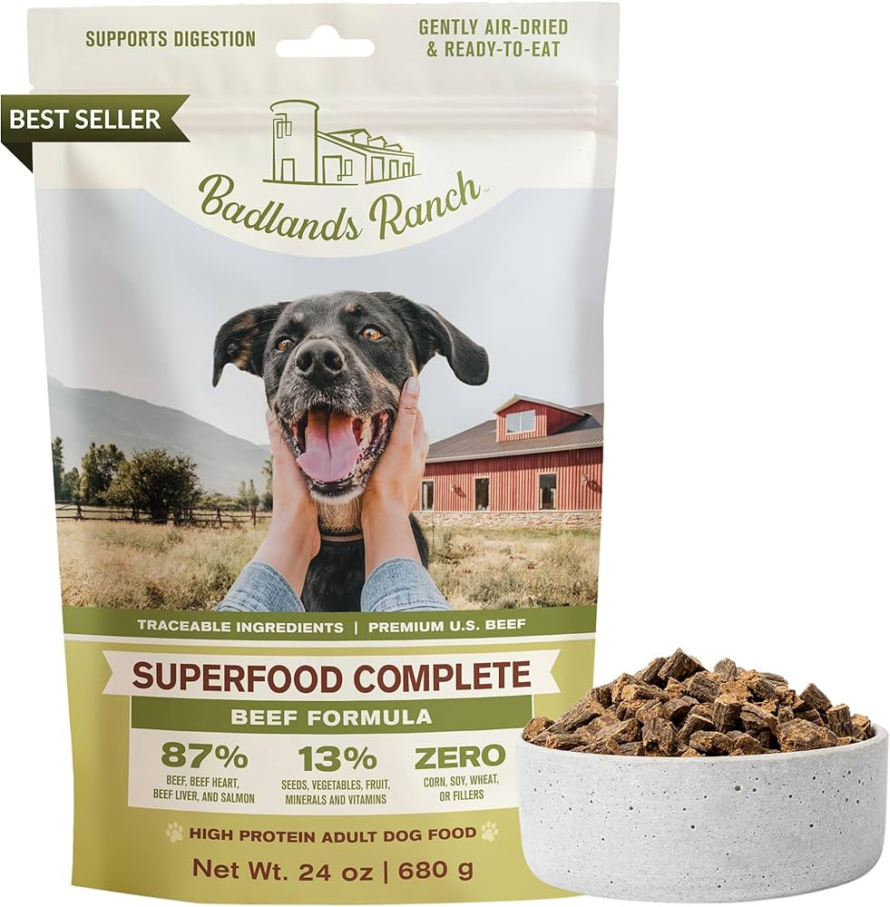 BADLANDS RANCH by Katherine Heigl – Superfood Complete Air-Dried Beef Dog Food – High Protein... | Amazon (US)
