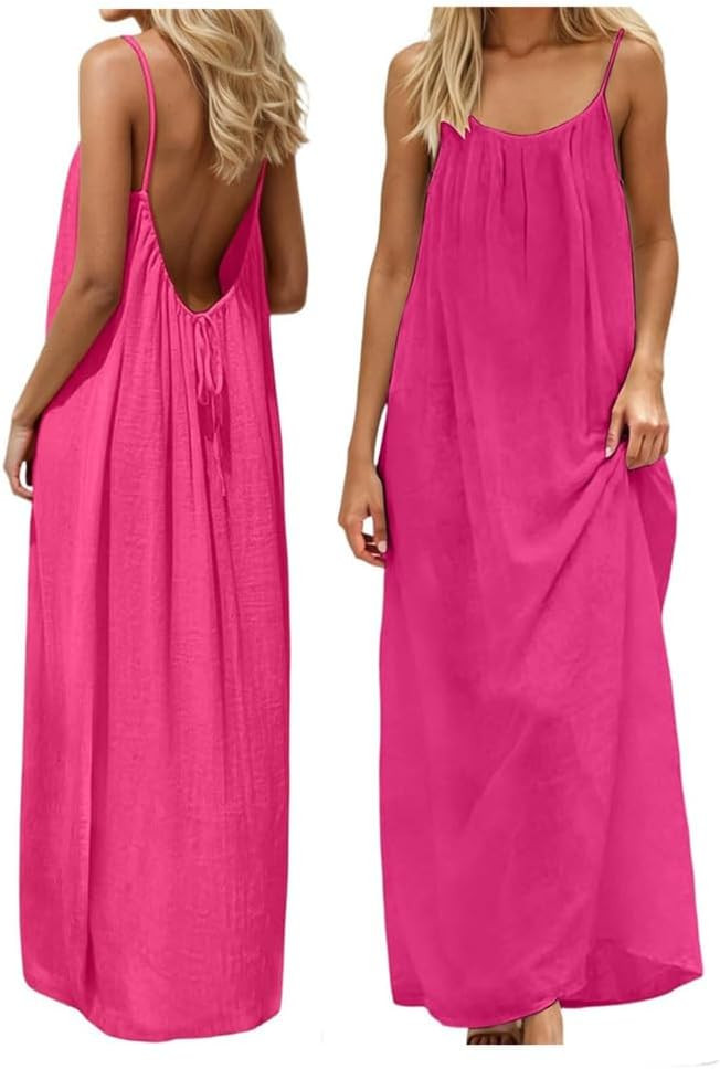 Backless Cami Dress Backless Dress House Dress for Women Sleeveless Long Cami Lounge Dress Backle... | Amazon (US)