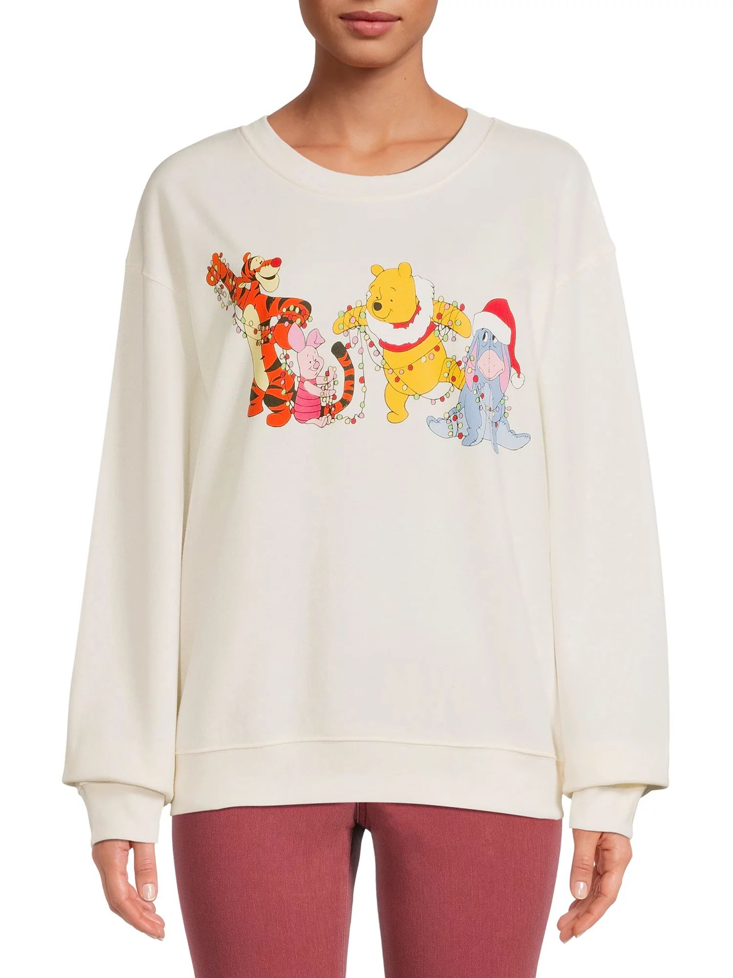 Disney Women’s Winnie the Pooh Holiday Lights Fleece Pullover - Walmart.com | Walmart (US)