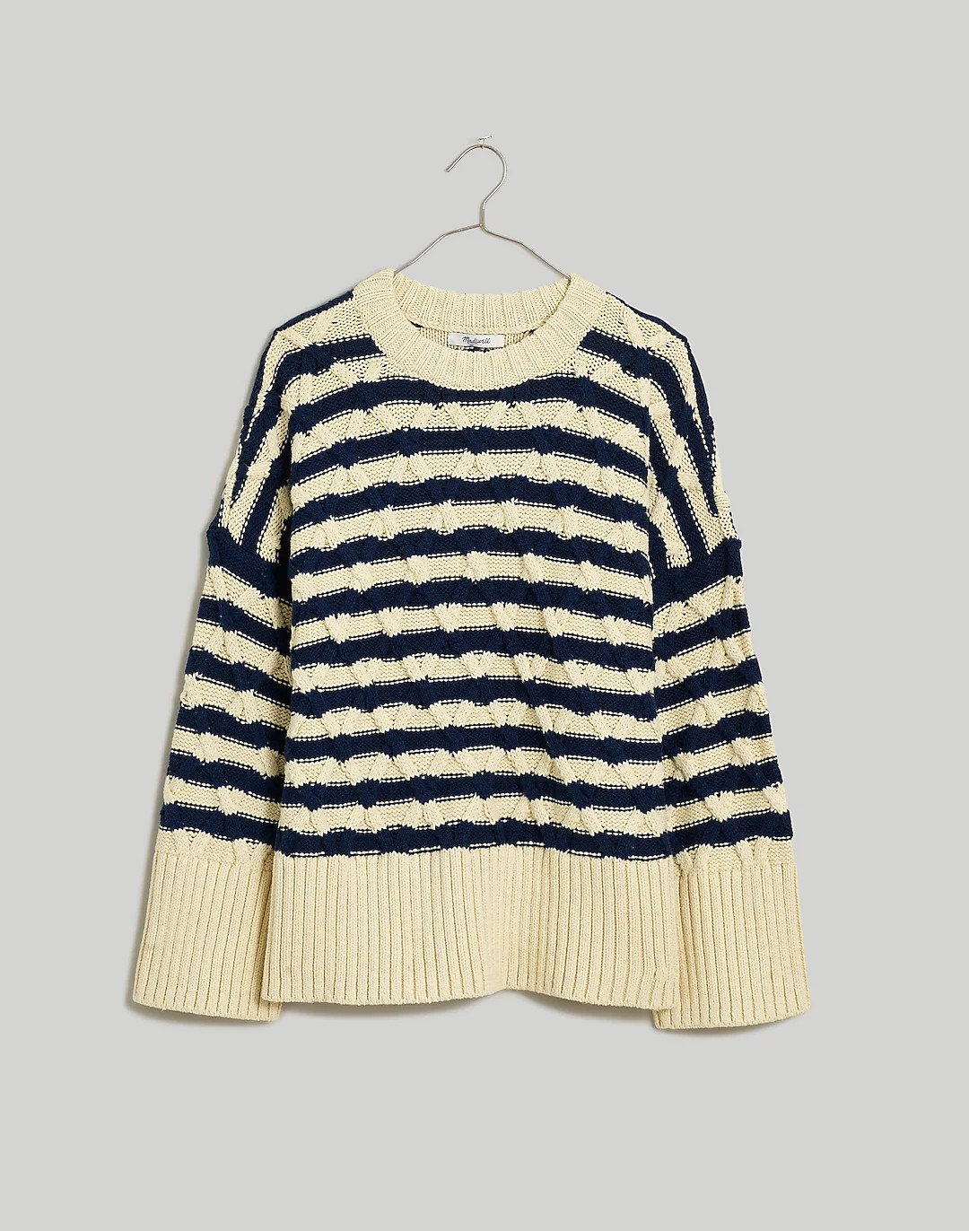 Cable-Knit Oversized Sweater in Stripe | Madewell