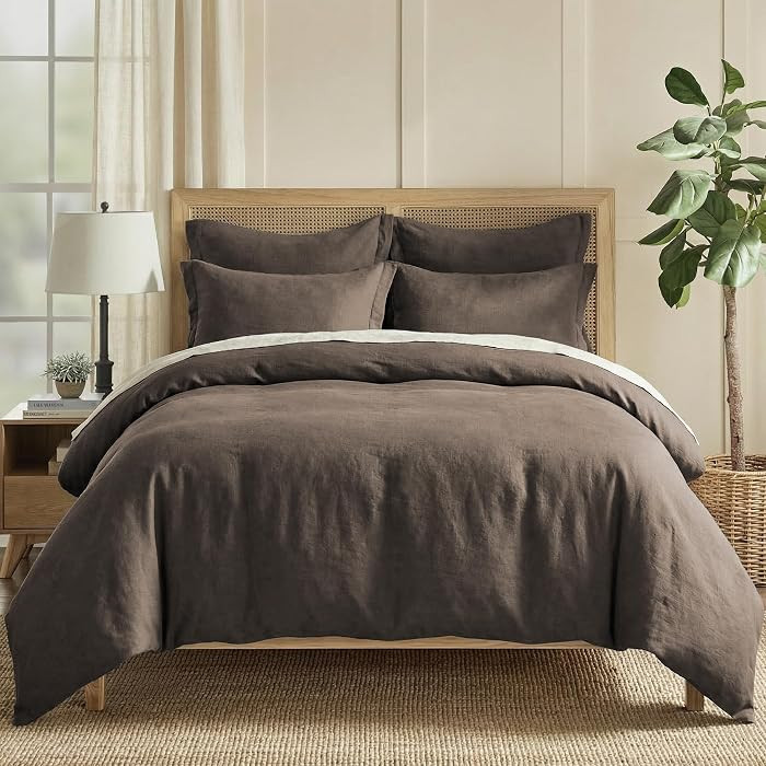 Levtex Home - 100% French Flax Linen - King Duvet Cover - French Flax Washed Linen - Cocoa - Duve... | Amazon (US)