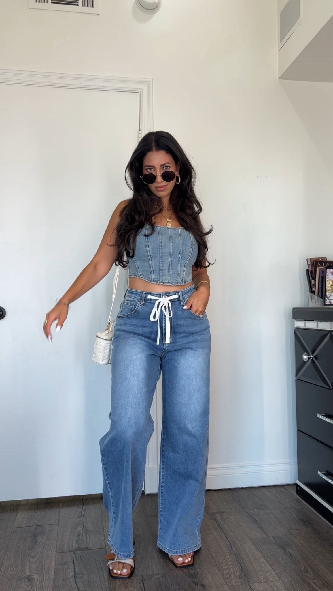 Double denim outfit 
Denim top size small 
Drawstring boyfriend jeans size 6 

#LTKSeasonal #LTKFindsUnder50 #LTKStyleTip