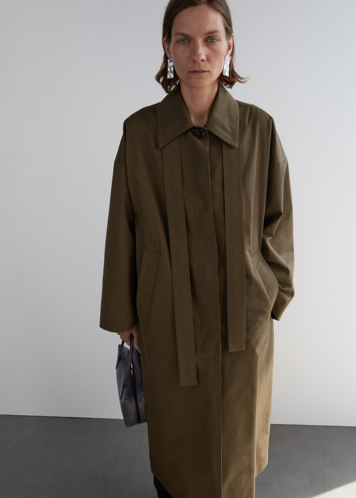 Long cotton trench coat with concealed buttons | Mango (US/MX/AU)