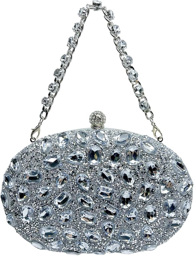 Sparkling Crystal Diamond Women's Rhinestone Clutch Purse with Round Pearl Clasp | Amazon (US)