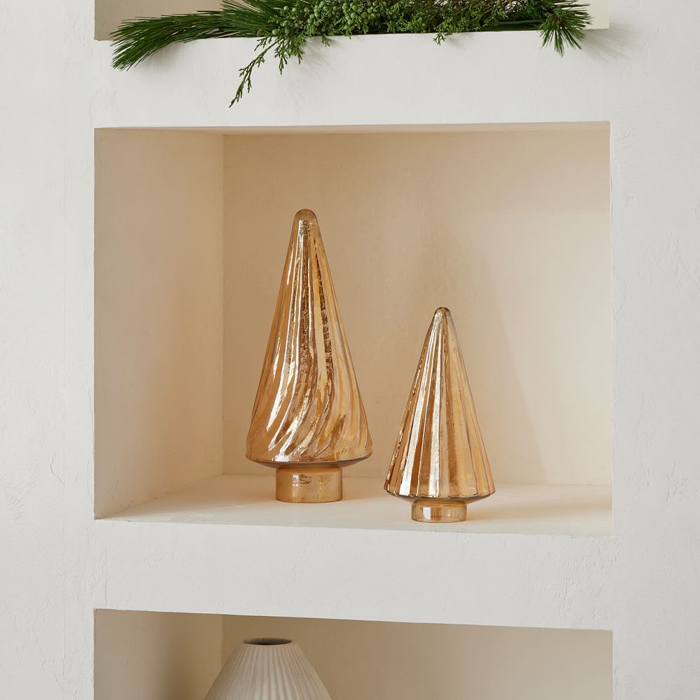Fluted & Swirl Decorative Glass Trees - Luster Gold | West Elm (US)