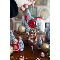 Vintage Ornament - Red & Gold Glass Ornament | Etsy (US)