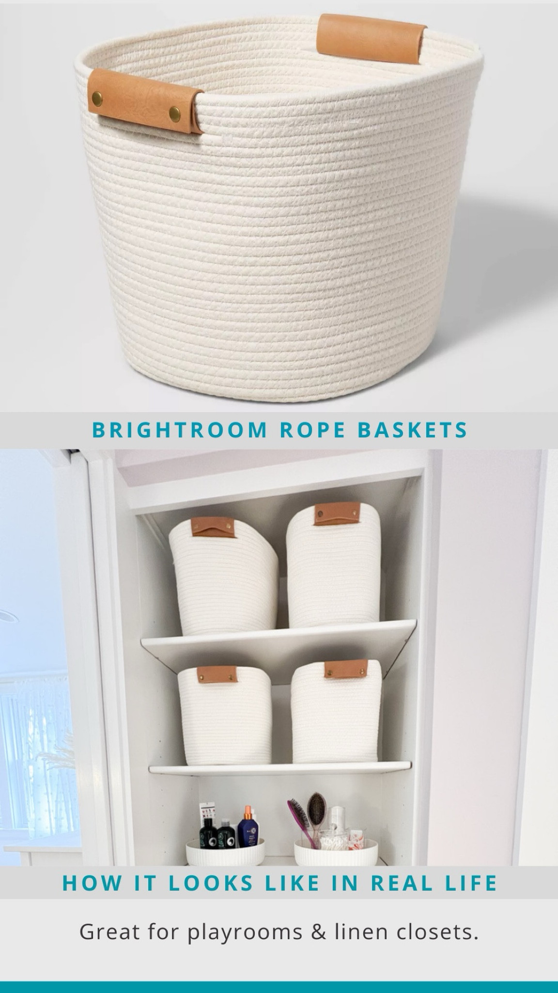 These rope bins are so simple yet stylish and great for open closets, playrooms and linen closets.

#LTKHome #LTKFindsUnder50