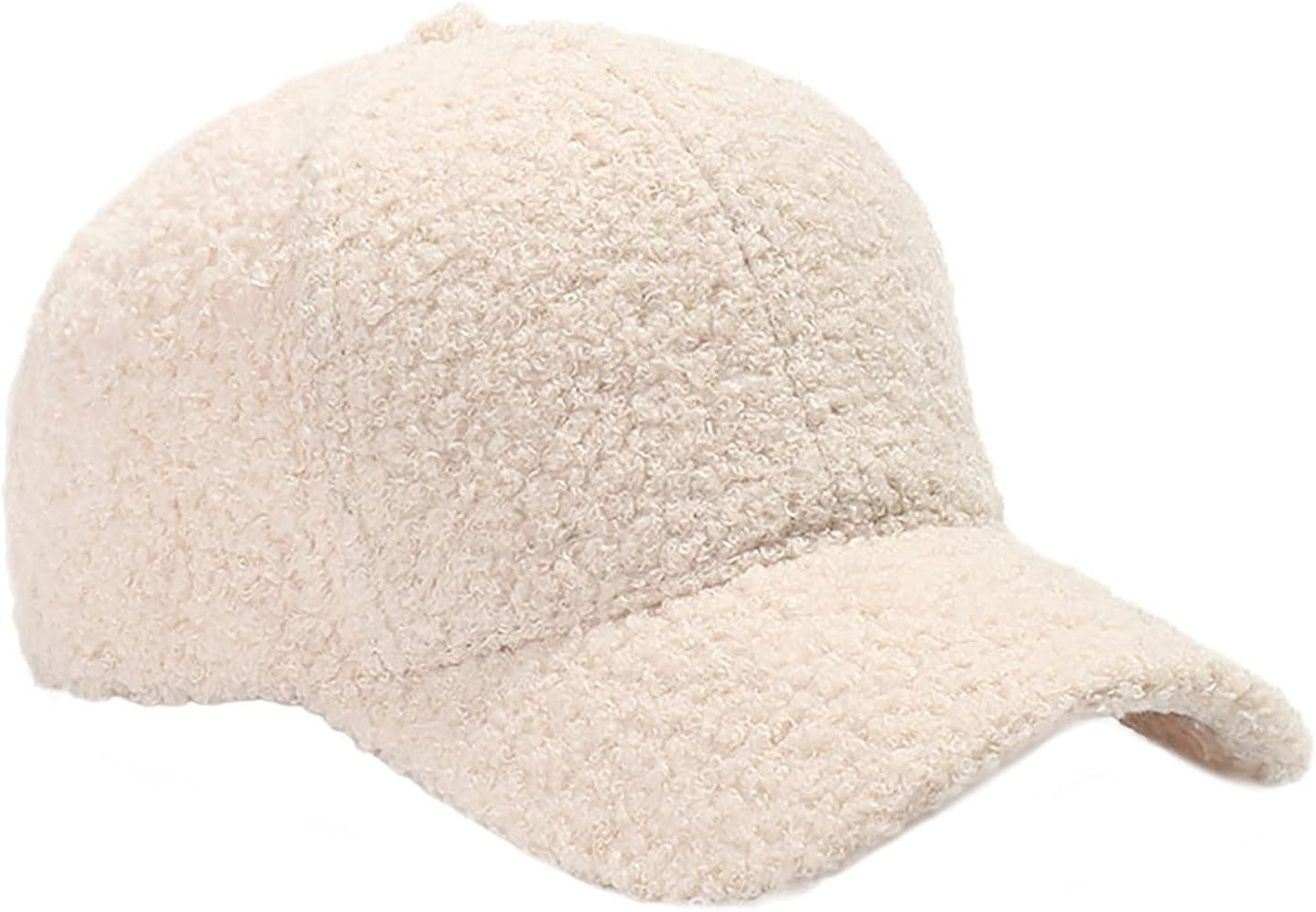 Warm-Winter-Fuzzy-Baseball-Caps-Women-Men-Fluffy-Teddy-Fleece Faux-Lamb-Wool-Basellball-Hat | Amazon (US)