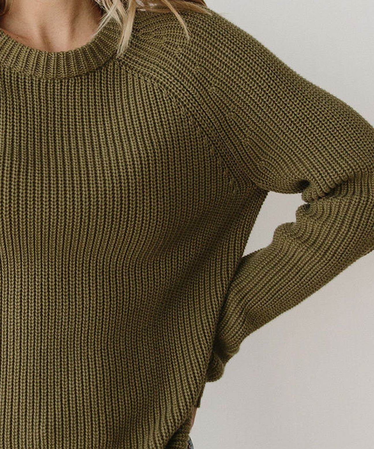 Cotton Fisherman Sweater - Olive | Jenni Kayne | Jenni Kayne