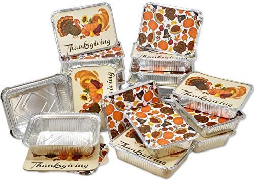 36 Count Thanksgiving Tin Foil Containers with Lid Covers for Cookies in 2 Holiday Harvest Design... | Amazon (US)
