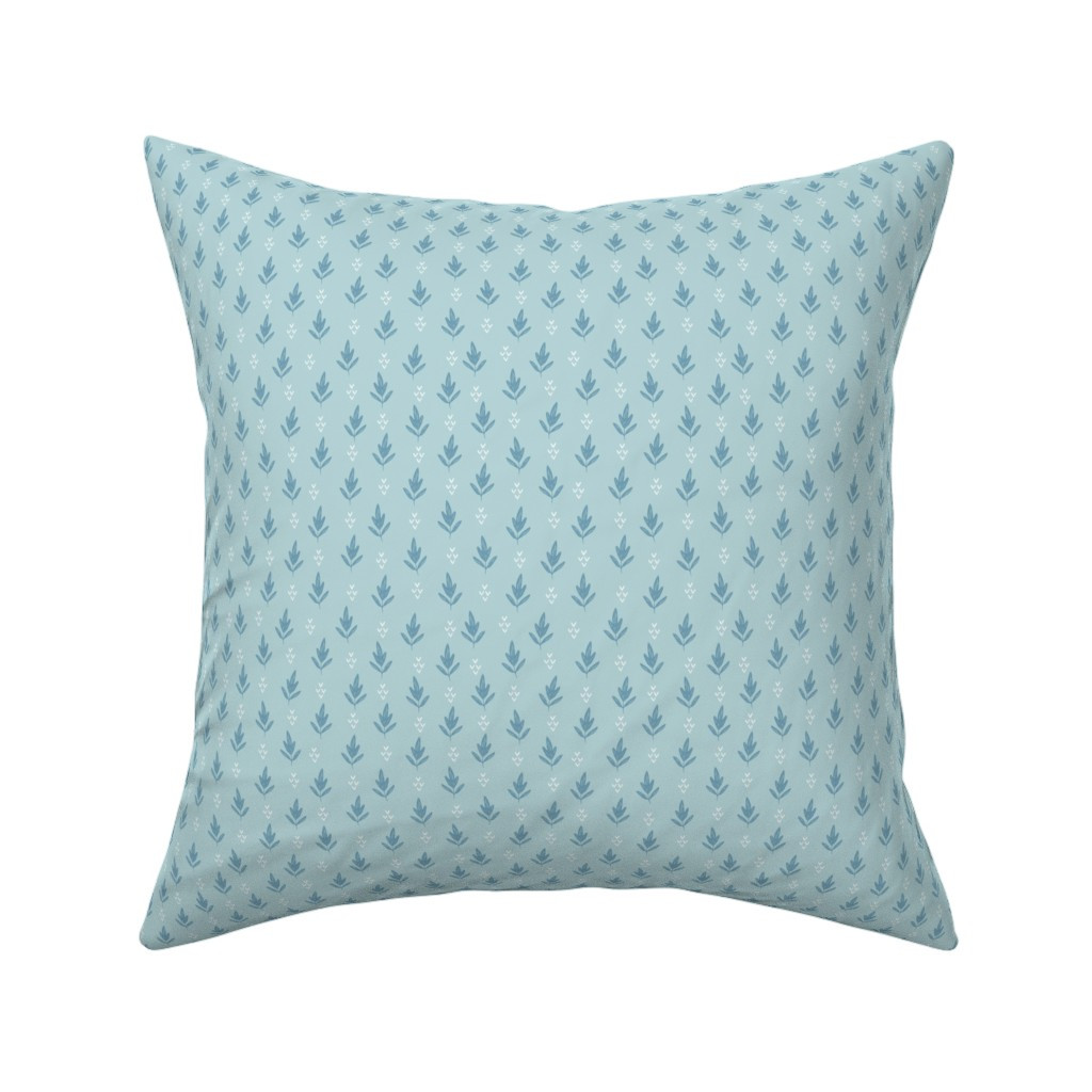 Simple small blue and white leaves on pastel blue Throw Pillow | Spoonflower | Spoonflower