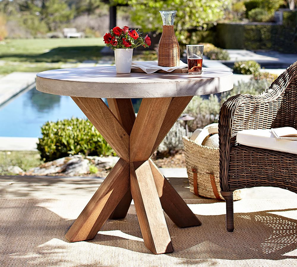 Abbott Concrete & Acacia Round Outdoor Bistro Table (36") | Pottery Barn (US)