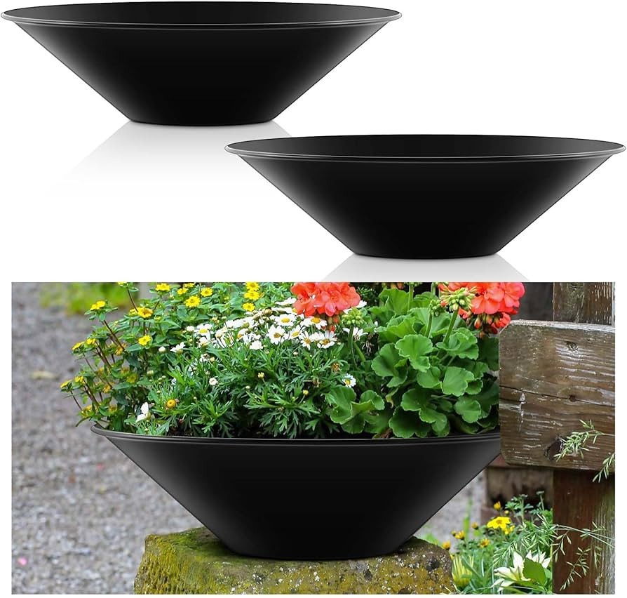 2 Pack Large Bowl Planter 17.7 Inch Round Planter Oval Bowl Planter with Drainage Holes, Made fro... | Amazon (US)
