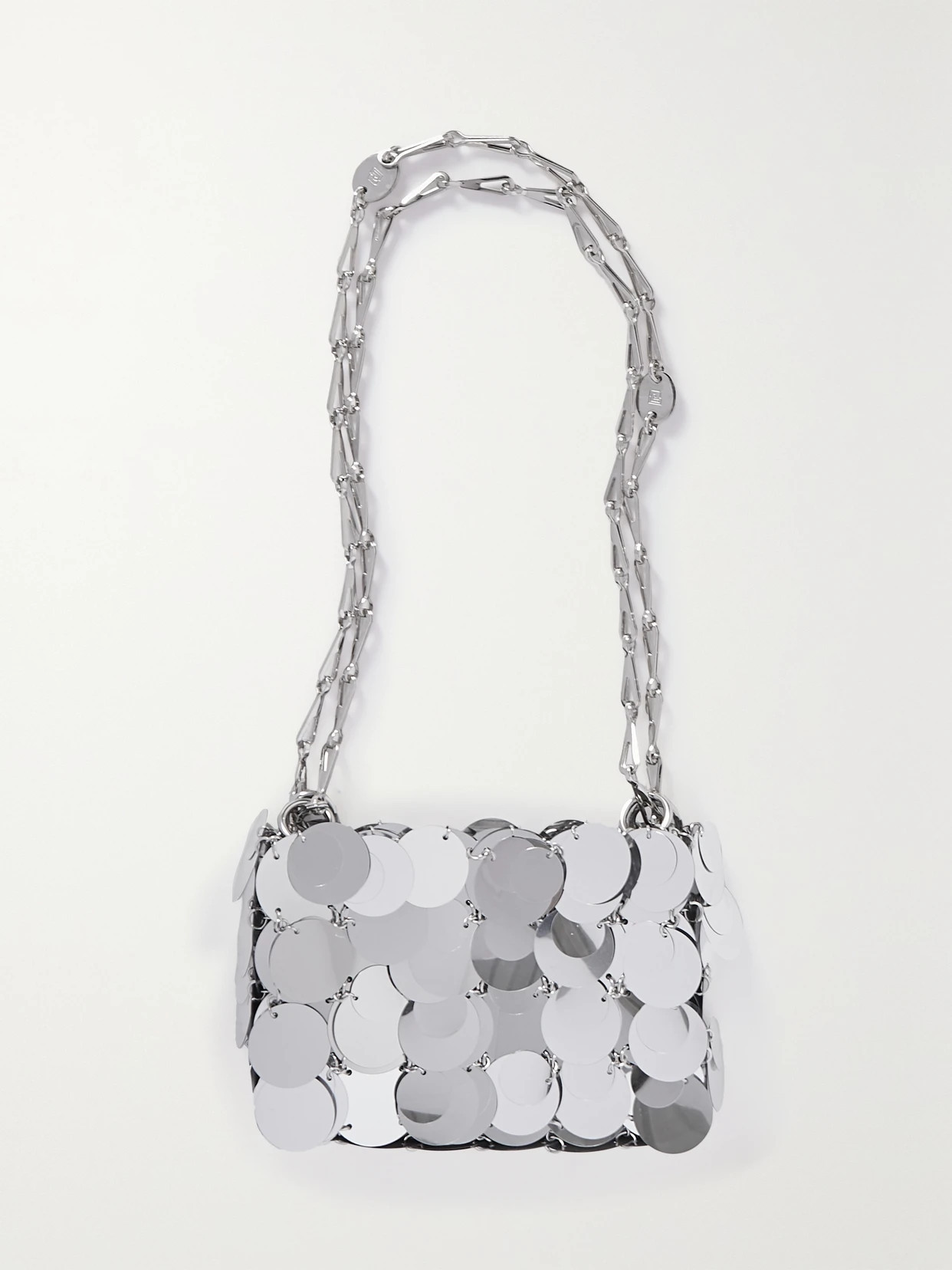 RABANNE - Sparkle Nano Paillette-embellished Metallic Faux Leather Shoulder Bag - Silver | NET-A-PORTER (UK & EU)
