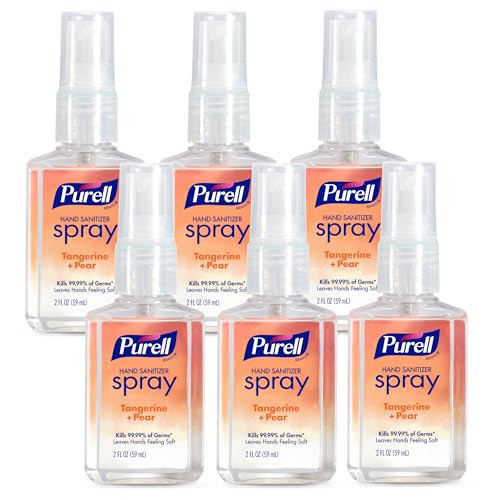 PURELL Hand Sanitizer Spray, Infused with Essential Oils, Tangerine and Pear Scent, 2 fl oz Travel-Size Pump Bottle (Pack of 6) – 2025-04-EC | Amazon (US)
