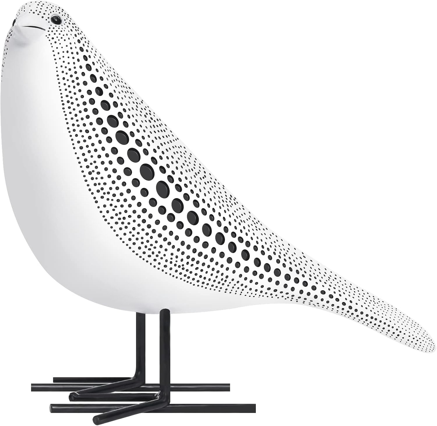 Quoowiit Bird Figurine, Modern Sculpture and Statues for Home Decor, Animal Statues for Bookshelf, Table, Entryway, Fireplace, Resin Decorative Sculpture with Chic Polka Dots Art Design (White) | Amazon (US)