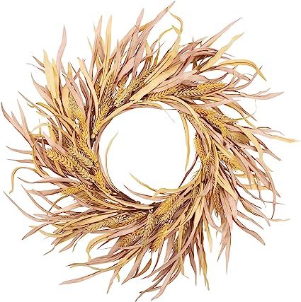 VGIA 18 Inch Fall Wreath Front Door Wreath Fall Grass Wreath with Artificial Fall Grass Artificia... | Amazon (US)