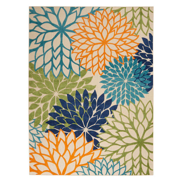 (E520) Multicolor Aloha Floral Outdoor Area Rug, 5x8 | At Home