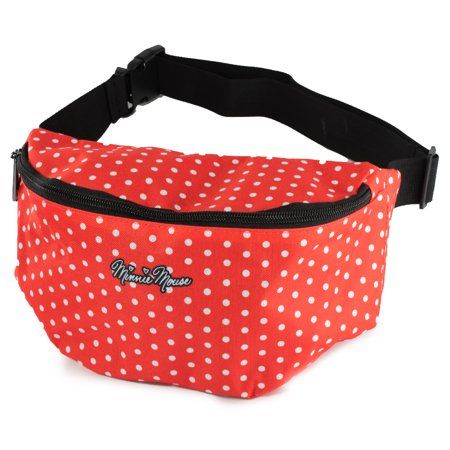 Disney Bag Fanny Pack Minnie Mouse Script and Polka Dots Red White Black Canvas | Walmart (US)