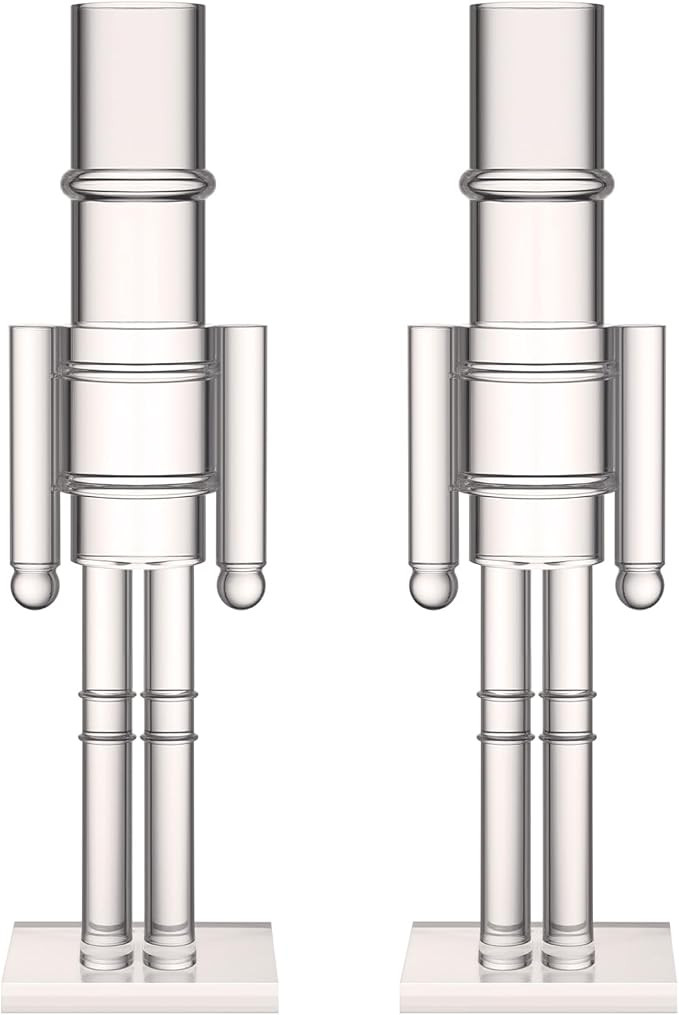 Thyle 2 Pack Christmas Acrylic Nutcracker Traditional Christmas Decorations Transparent Nutcracke... | Amazon (US)