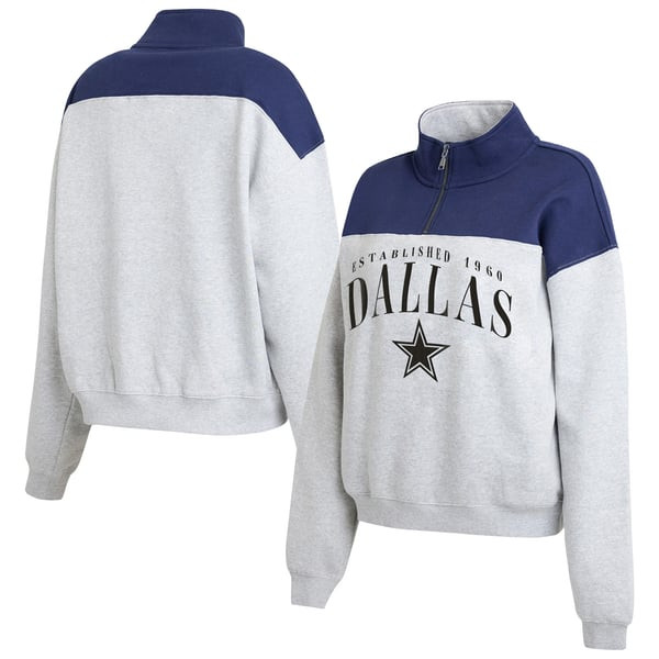 Dallas Cowboys WEAR by Erin Andrews Women's Colorblock Half-Zip Pullover - Gray | Fanatics