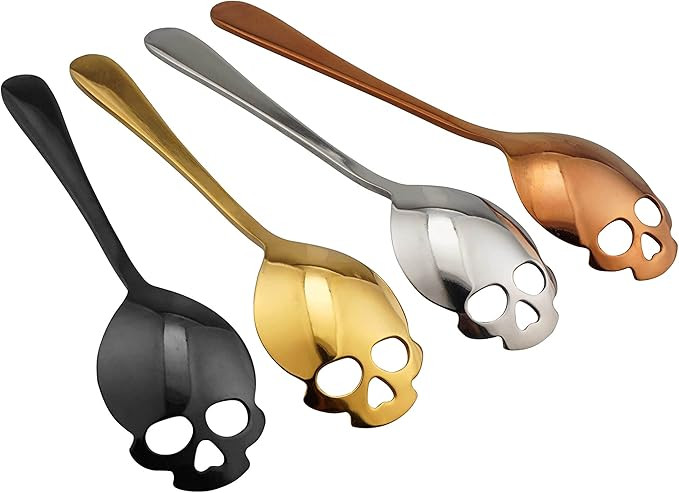 304 Stainless Steel Sugar Tea Skull Spoons, Coffee Stirring Slotted Metal Spoon, Espresso Spoons ... | Amazon (US)