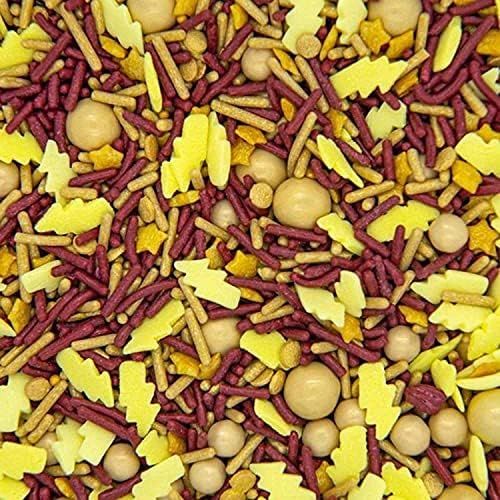 Harry Potter Cake Decorations with Wizard Lightning Sprinkles, Maroon and Gold Jimmies, Nonpareils,  | Amazon (US)
