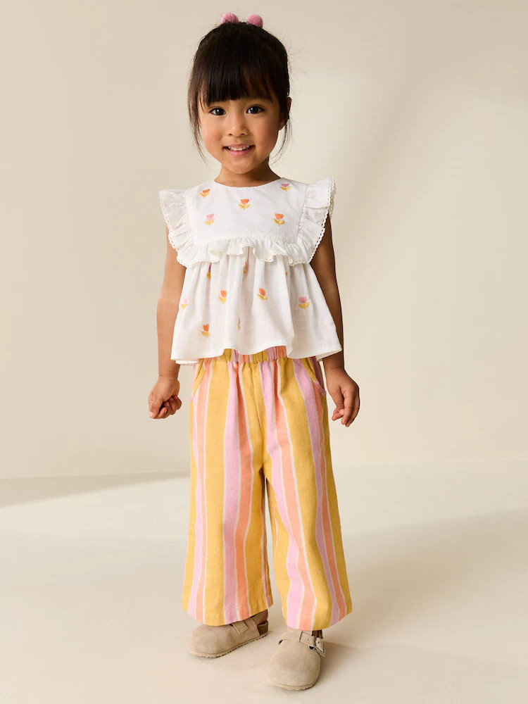 Peach Pink Embroidered Blouse And Trousers Co-ord Set (3mths-8yrs) | Next US