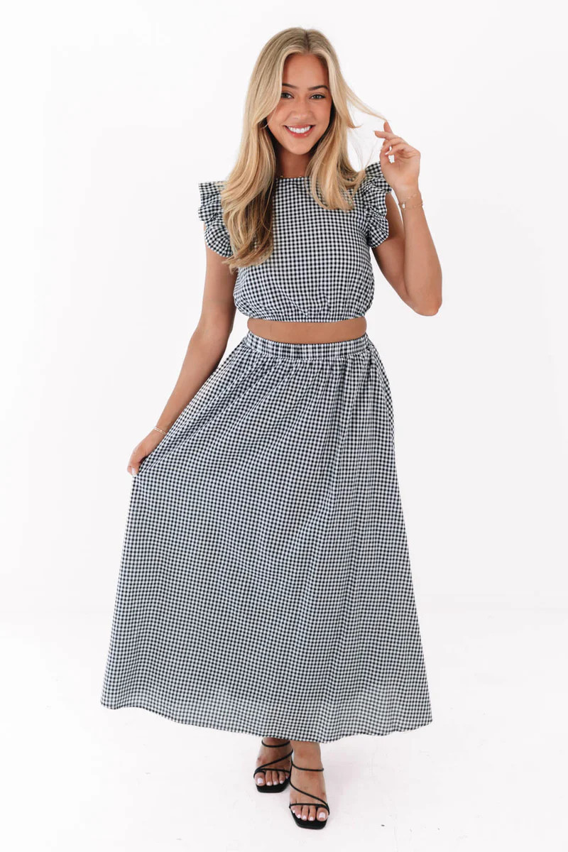 Going With Gingham Crop Top - Black | The Impeccable Pig