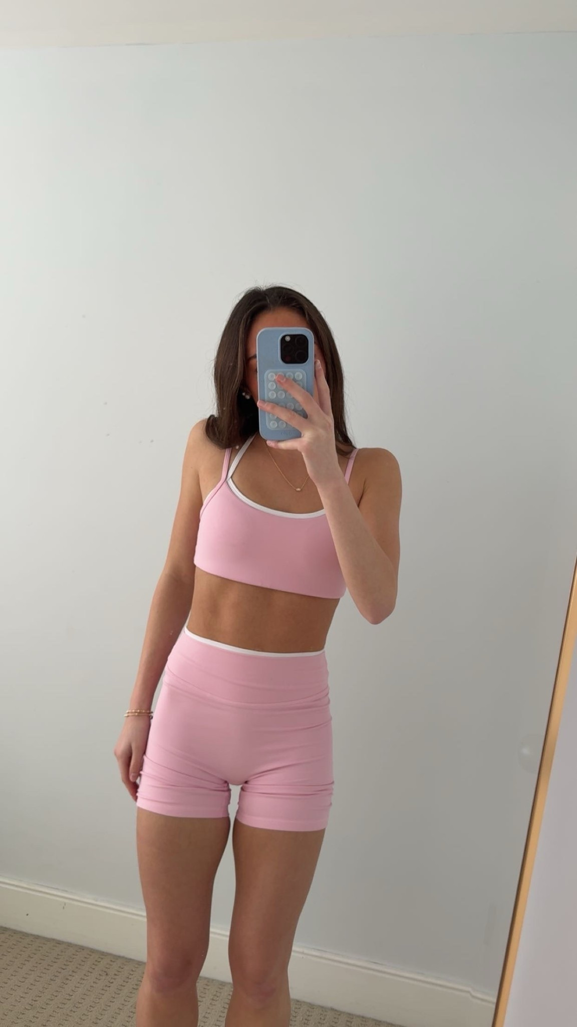pink layer workout set