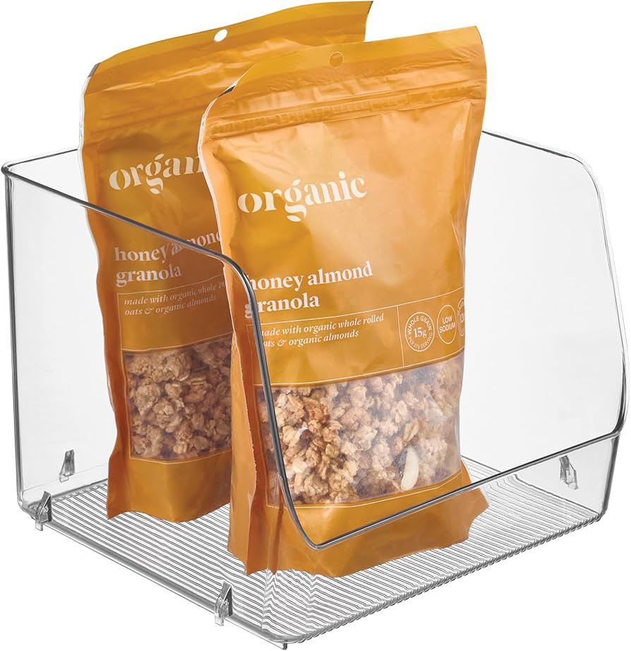 iDesign Linus Stacking Organizer Bins for Kitchen, Pantry, Office, Bathroom, Extra Large-Clear | Amazon (US)