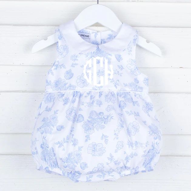 Blue Floral Toile Collared Bubble | Classic Whimsy