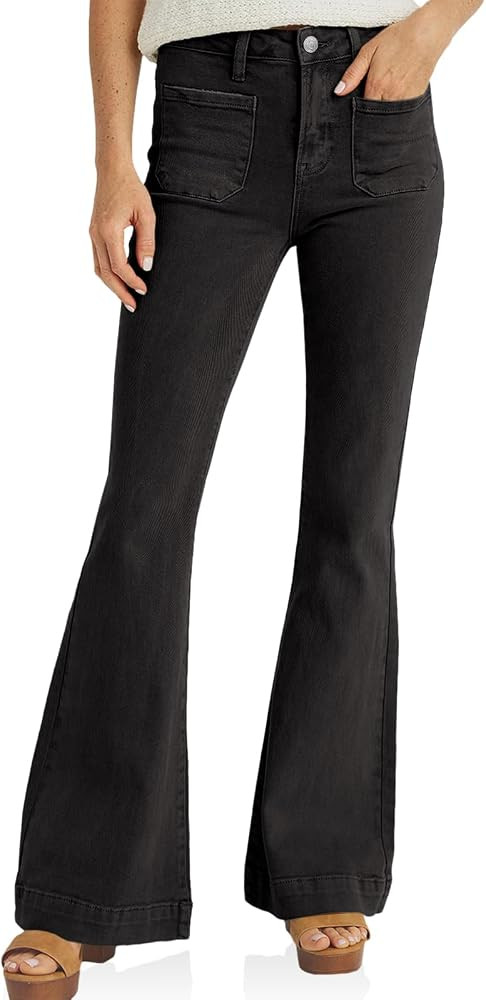Cicy Bell Women's High Waisted Flare Jeans Stretch Bell Bottom Wide Leg Denim Pant | Amazon (US)