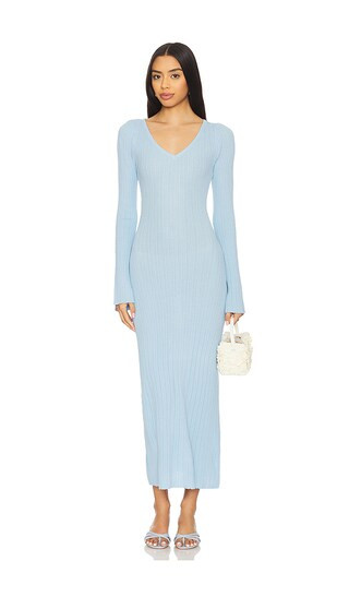 Odessa Knit Midi Dress in Sky Blue Long Sleeve Maxi Dress With Sleeves Blue Vacation Dress Blue OOTD | Revolve Clothing (Global)