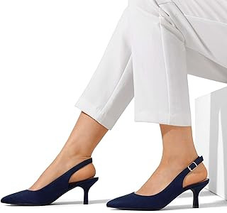 DREAM PAIRS Women's Kitten Heel Slingback Pointed Closed Toe Low Stiletto Heels Dress Bridal Eleg... | Amazon (US)