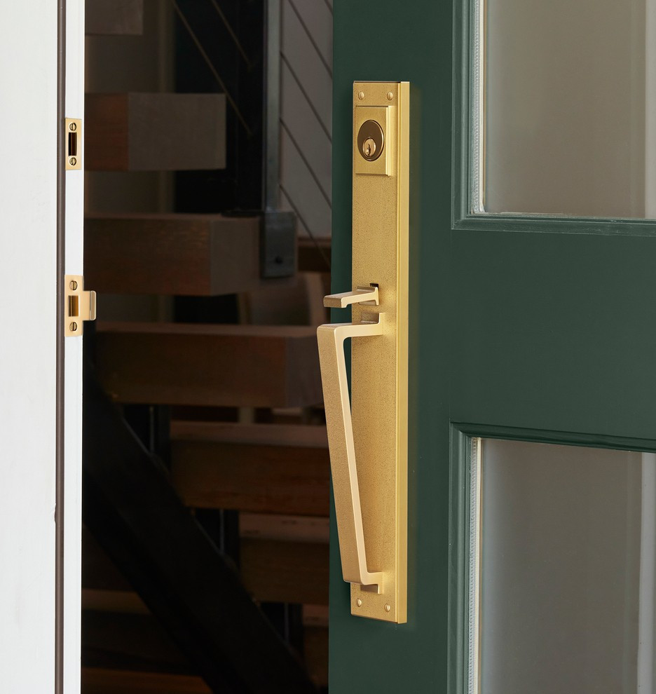 Jerico Brass D-Handle & Lever Exterior Door Tube Latch Set | Rejuvenation