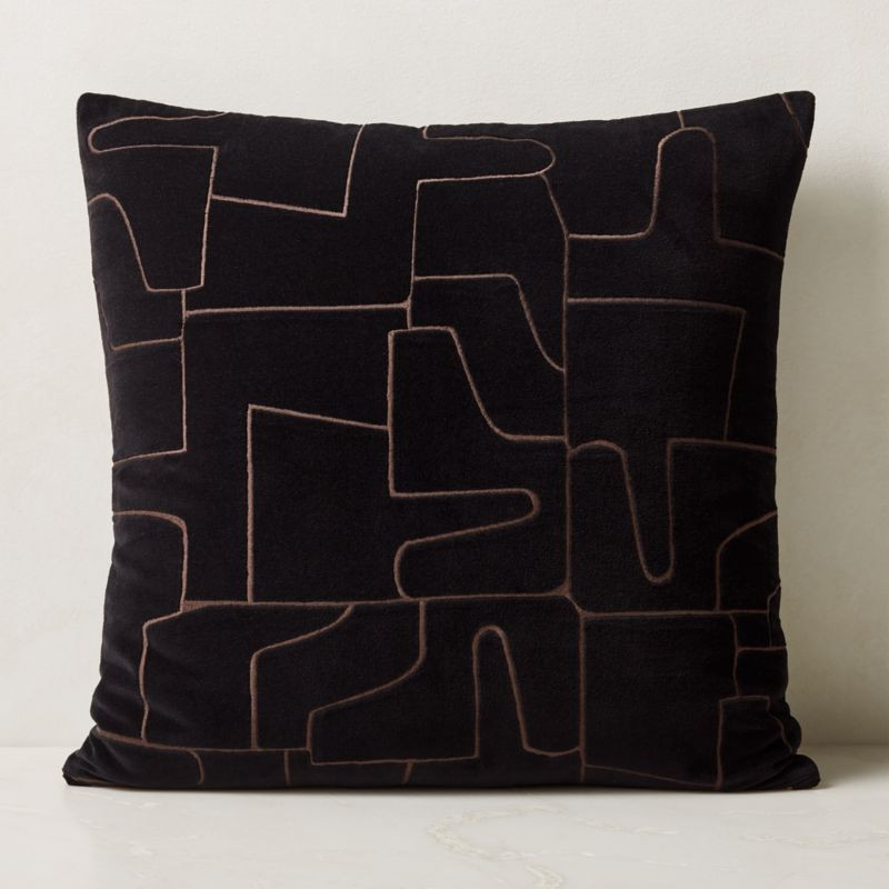 Arabella Black Velvet Modern Throw Pillow with Down-Alternative Insert 23'' + Reviews | CB2 | CB2