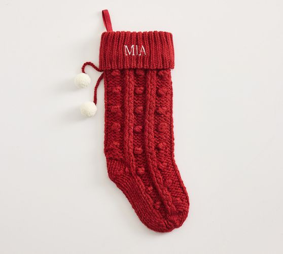 Knit Pom Pom Stocking | Pottery Barn (US)
