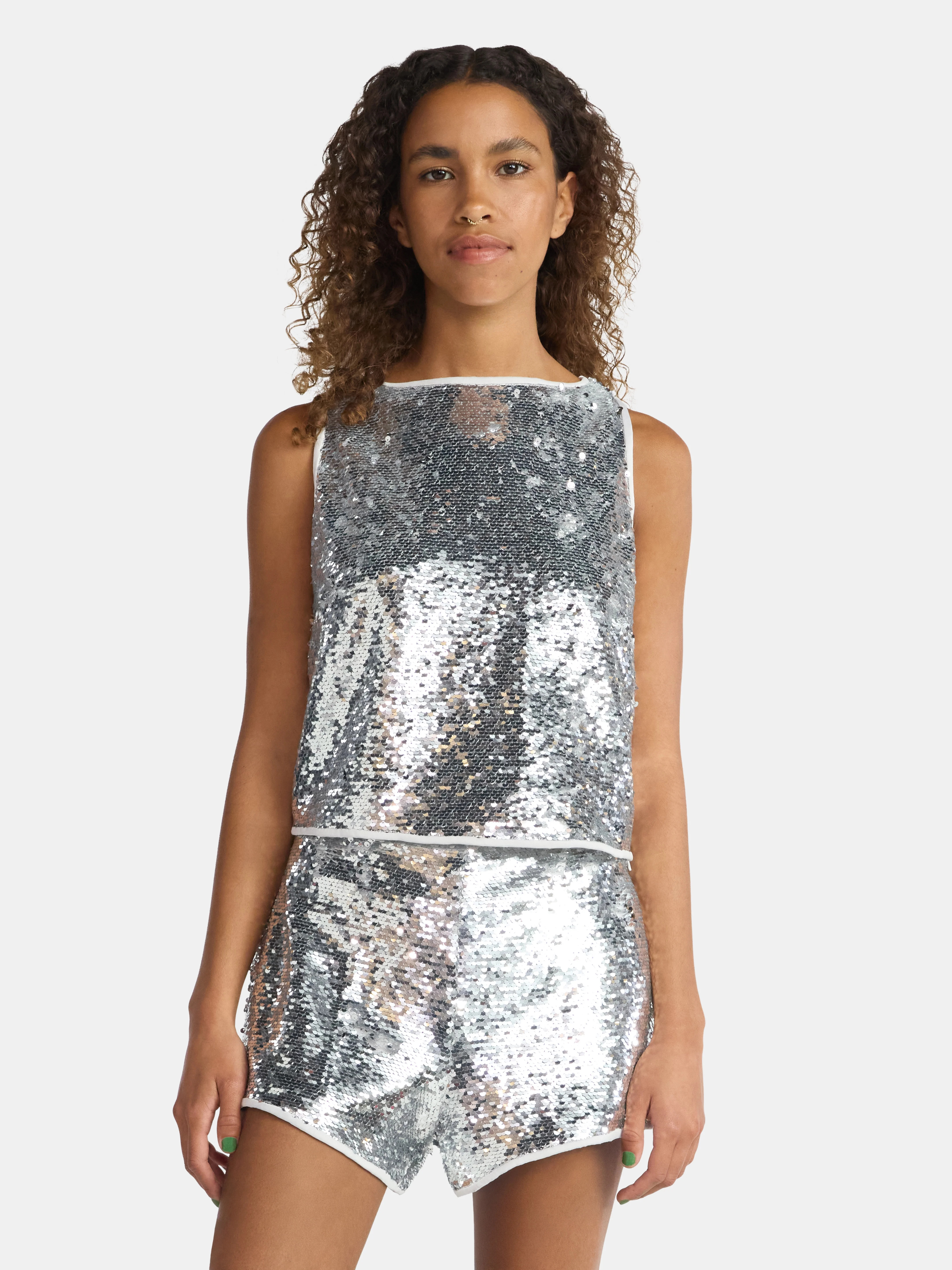 No Boundaries Sequin Tank Top and Shorts Set, 2-Piece, Women's | Walmart (US)
