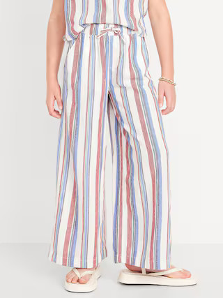 Printed High-Waisted Linen-Blend Wide-Leg Pants for Girls | Old Navy (US)