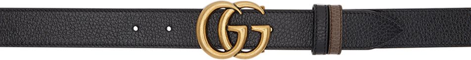 Reversible Black Thin GG Belt | SSENSE