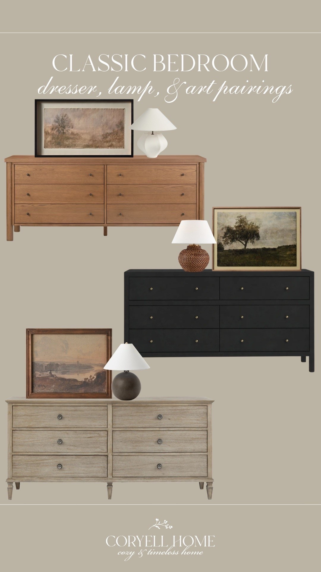 Classic bedroom pairings 🤎 These dresser, art, and table lamp pairings are so pretty. Perfect for a curated home if you love transitional style!

#LTKHome