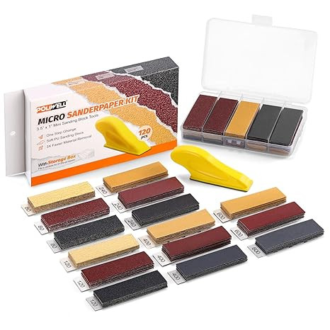 POLIWELL 120pcs Micro Detail SanderPaper Kit with Storage Box,3.5” x 1” Hand Sanding Block fo... | Amazon (US)